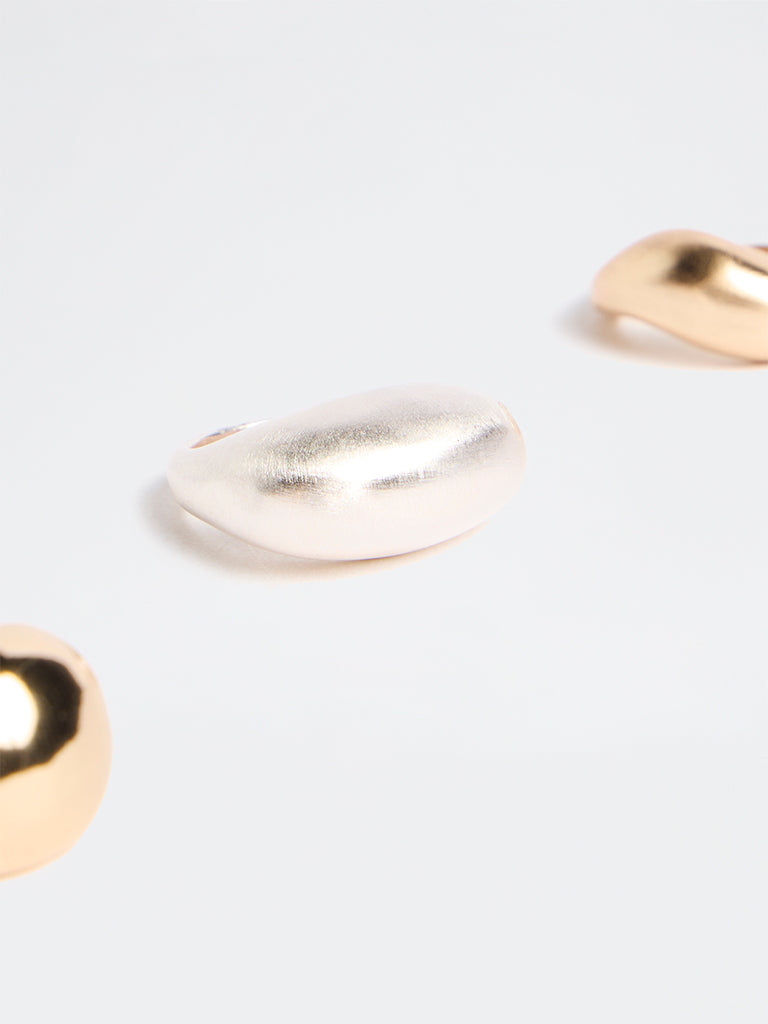 Westside Accessories Gold and White Puffy Statement Rings - Pack of 3