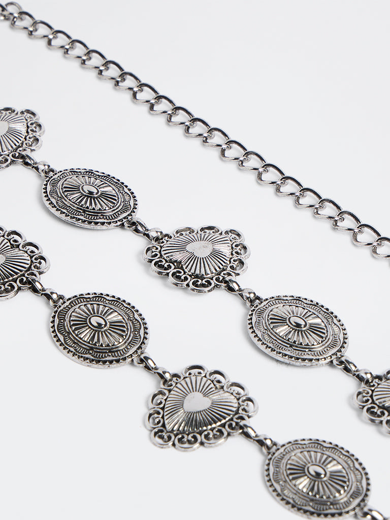 Westside Accessories Silver Heart and Concho Metal Link Belt