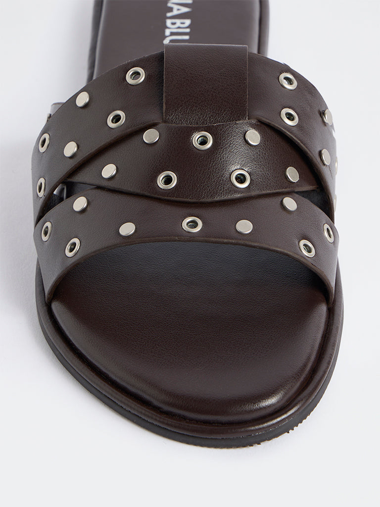 LUNA BLU Dark Brown Slides