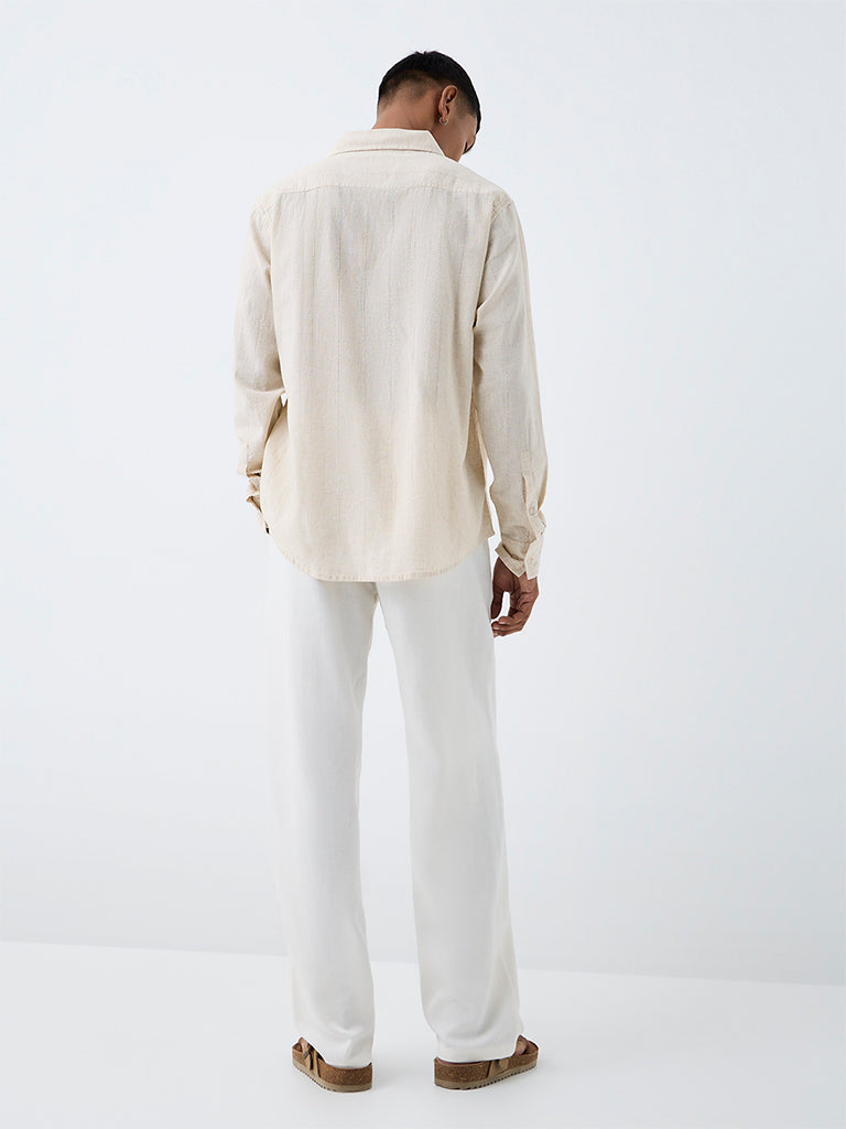 ETA Off-White Solid Relaxed-Fit Mid-Rise Chinos