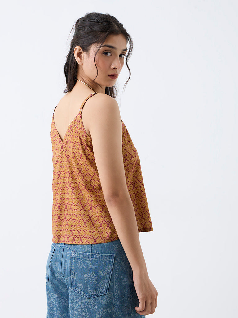 Bombay Paisley Mustard Printed Cotton Top