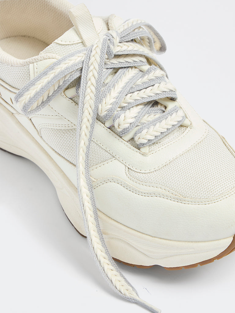 LUNA BLU Ivory and Grey Braided Shoelaces - Pack of 2