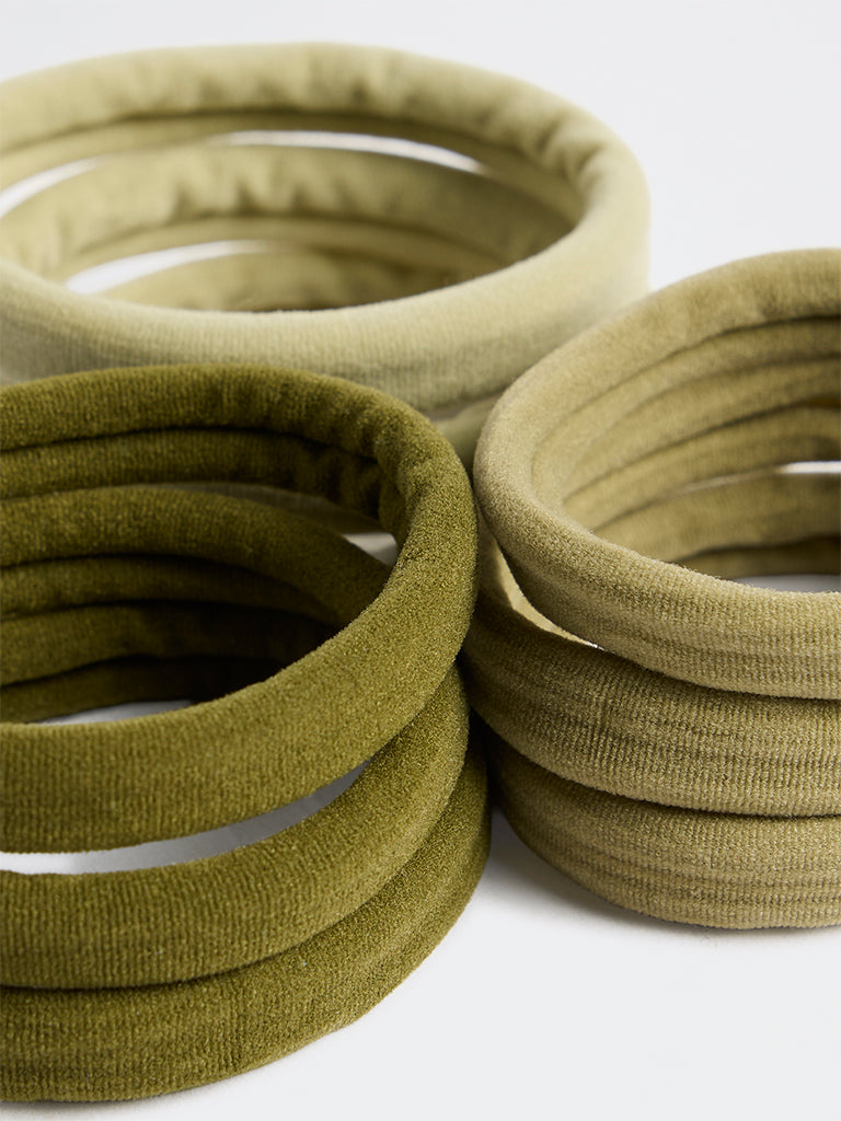 Westside Accessories Green Ombre Scrunchies - Pack of 9