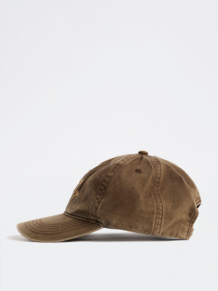 Westside Accessories Khaki Floral Embroidered Cap