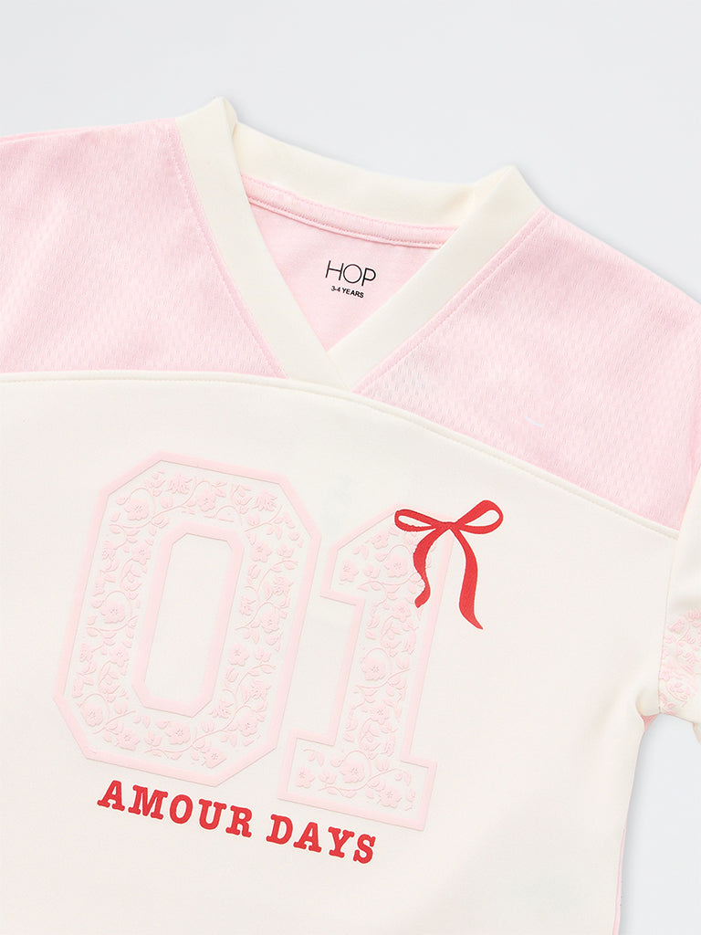 HOP Kids Girls Light Pink Numerical Design T-Shirt