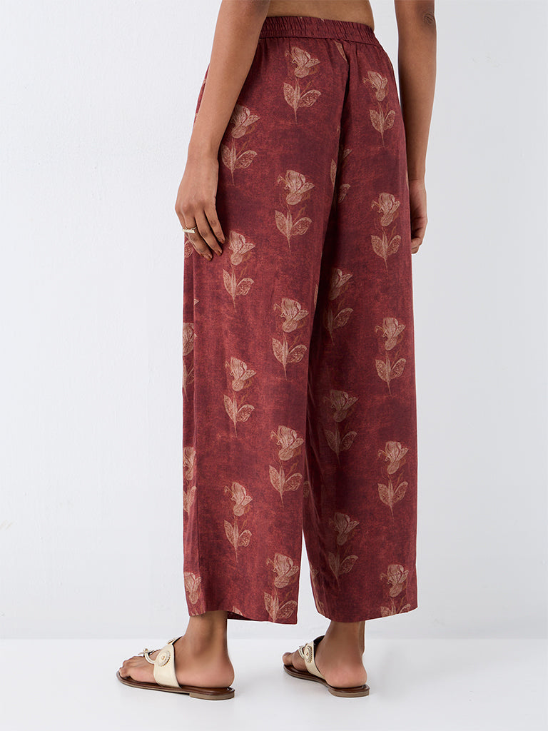 Zuba Rust Floral Printed Pants