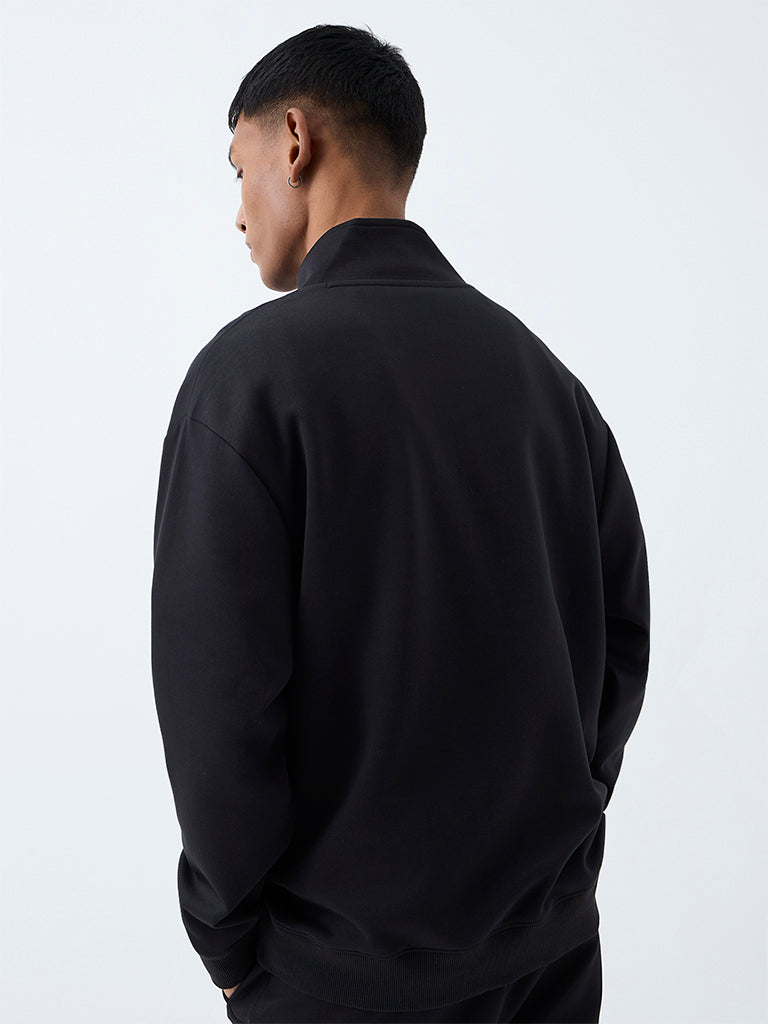 Nuoflexx Black Quarter-Zip Relaxed-Fit Sweatshirt