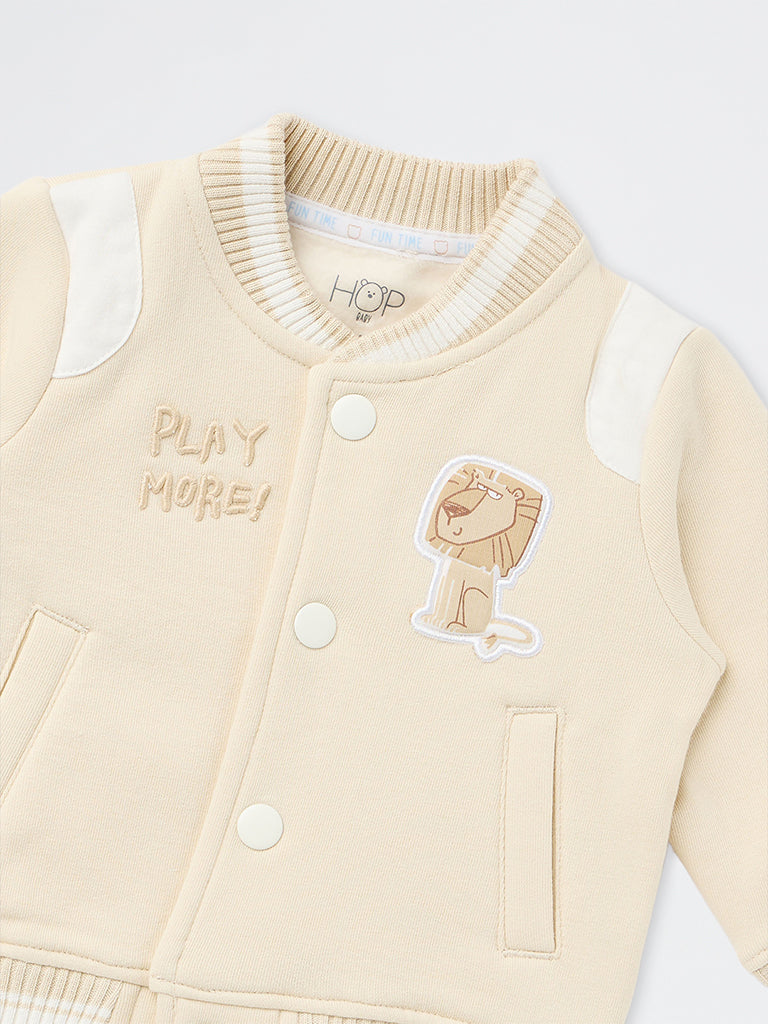 HOP Baby Boys Beige Printed Cotton-Blend Jacket