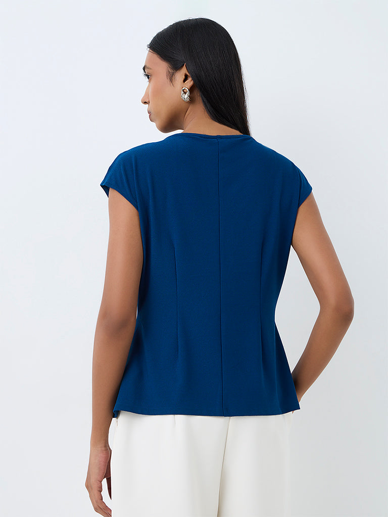 Wardrobe Dark Blue Cowl-Neck Top