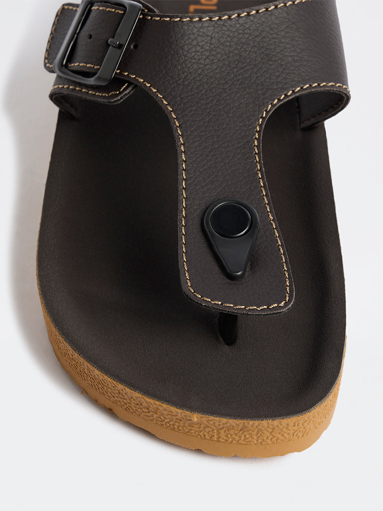 SOLEPLAY Dark Brown Thong-Strap Slip-On Sandals