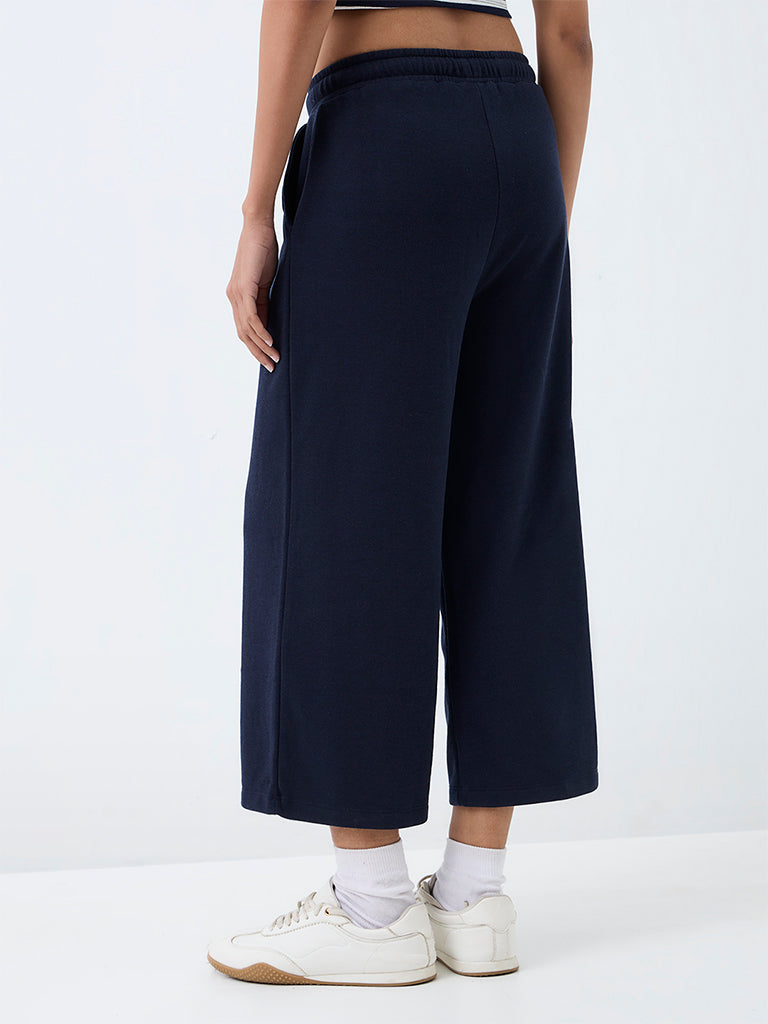 Nuoflexx Navy High-Rise Cropped Track Pants
