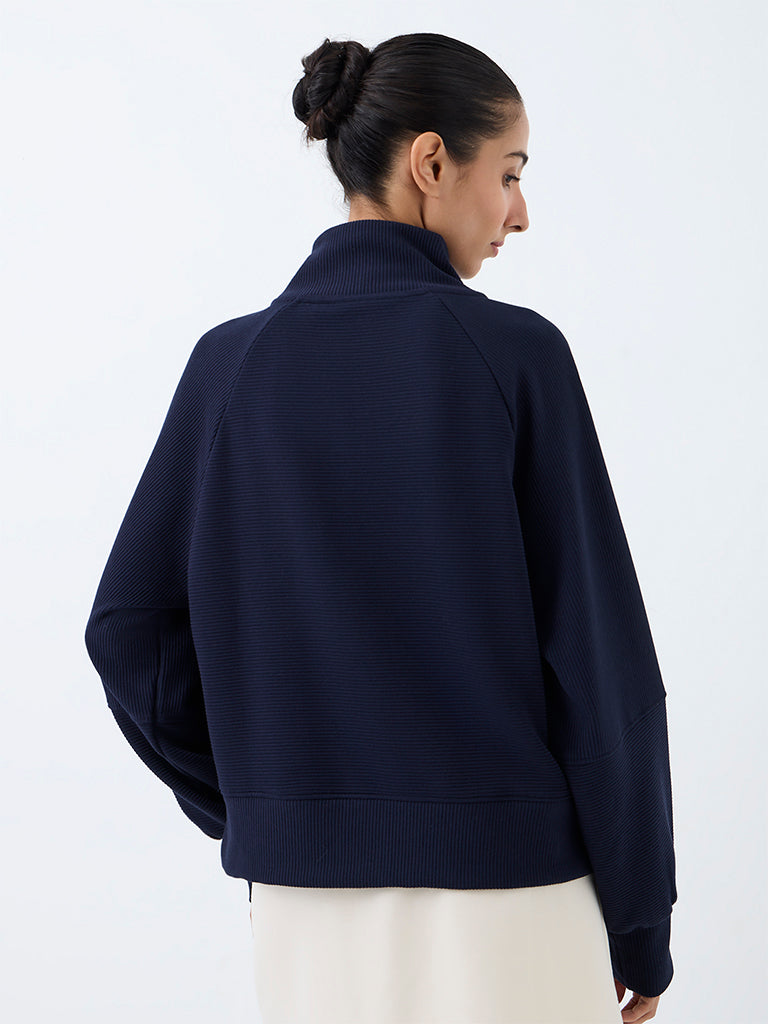 Nuoflexx Navy Ribbed Quarter-Zip Sweatshirt