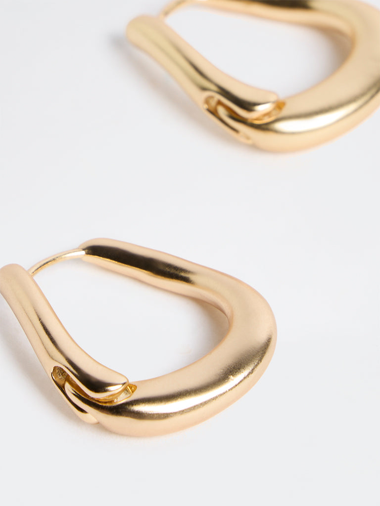 Westside Accessories Gold Wavy Hoop Statement Earrings