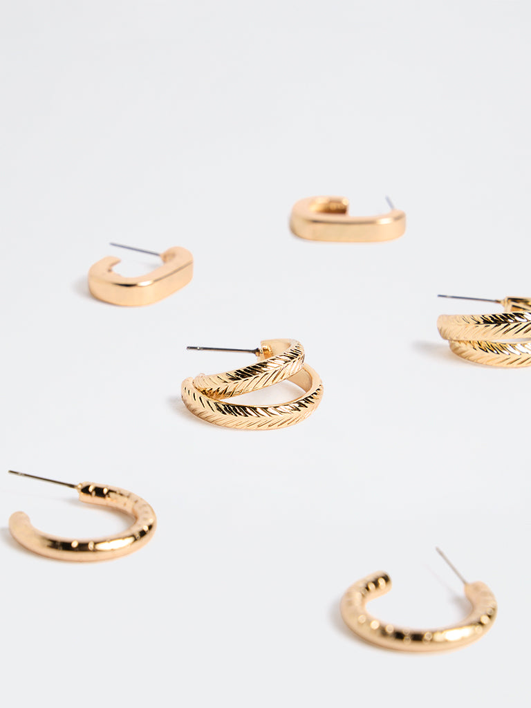 Westside Accessories Gold Multi-Hoop Earrings - Pack of 3