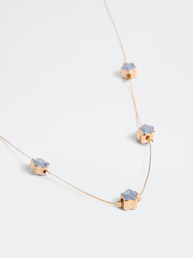 Westside Accessories Gold and Lilac Floral Charm Necklace