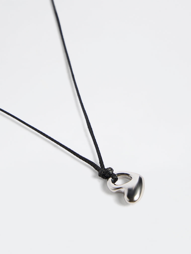 Westside Accessories Silver Heart Pendant Cord Necklace