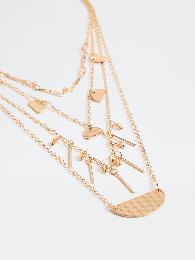 Westside Accessories Gold Geometric Charm 4-Layer Chain Necklace
