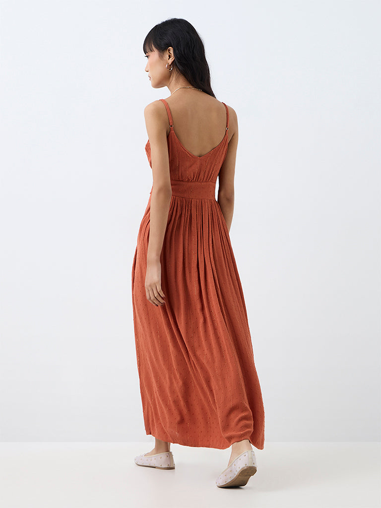 Bombay Paisley Rust Textured Fit-and-Flare Dress