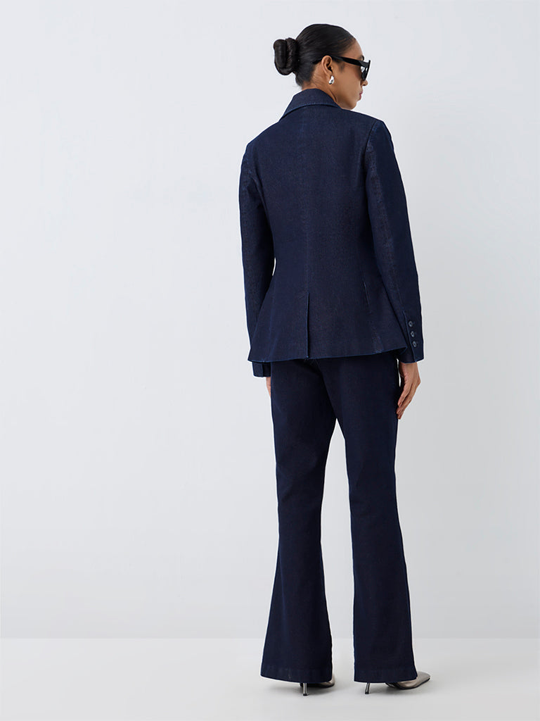 Wardrobe Navy High-Rise Bootcut Denim Trousers