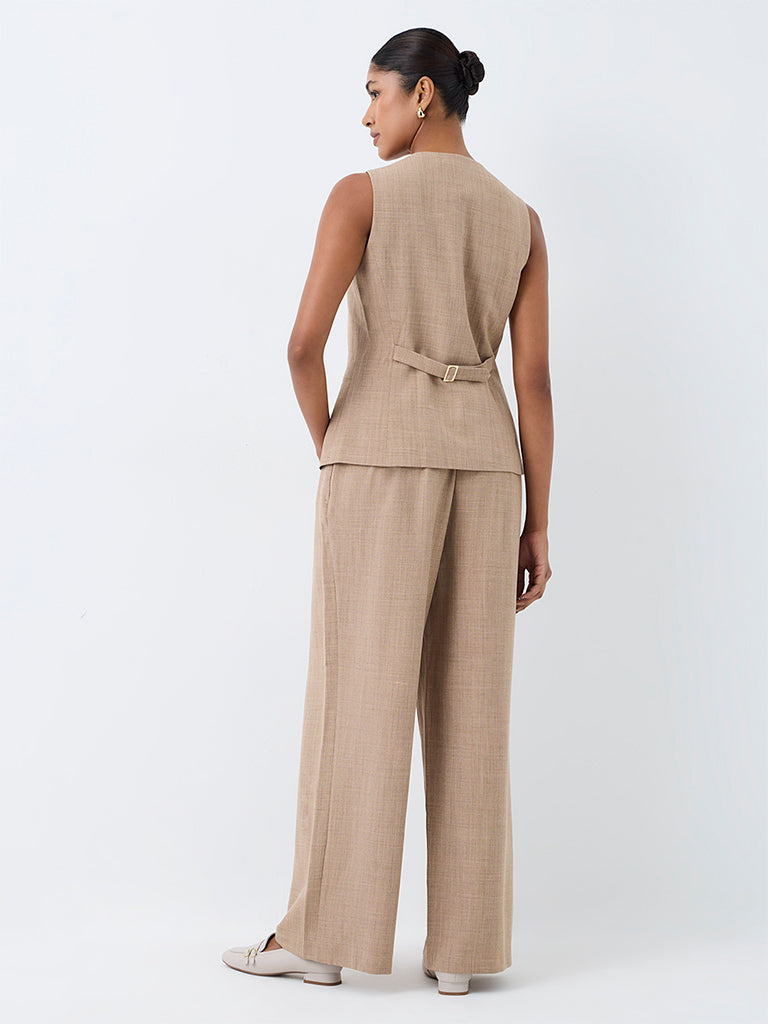 Wardrobe Beige High-Rise Trousers
