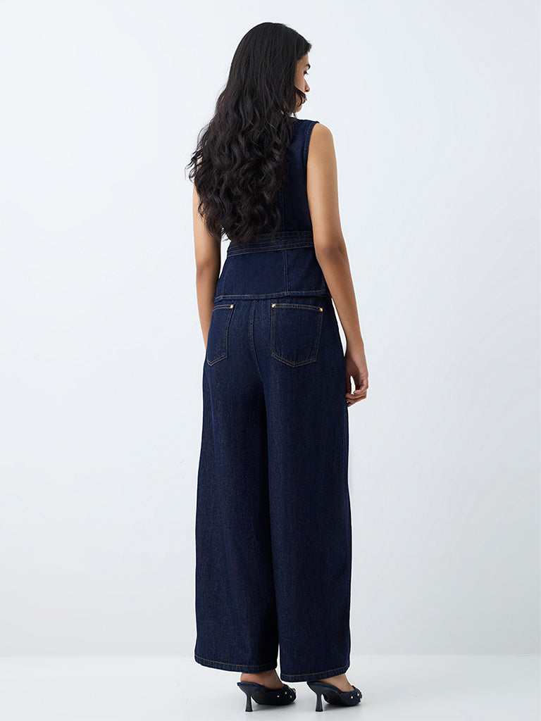 LOV Dark Blue High-Rise Wide-Leg Jeans