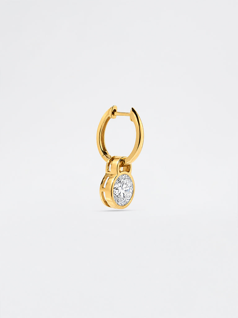 Gold Lab Diamond Drop Hoop Earrings