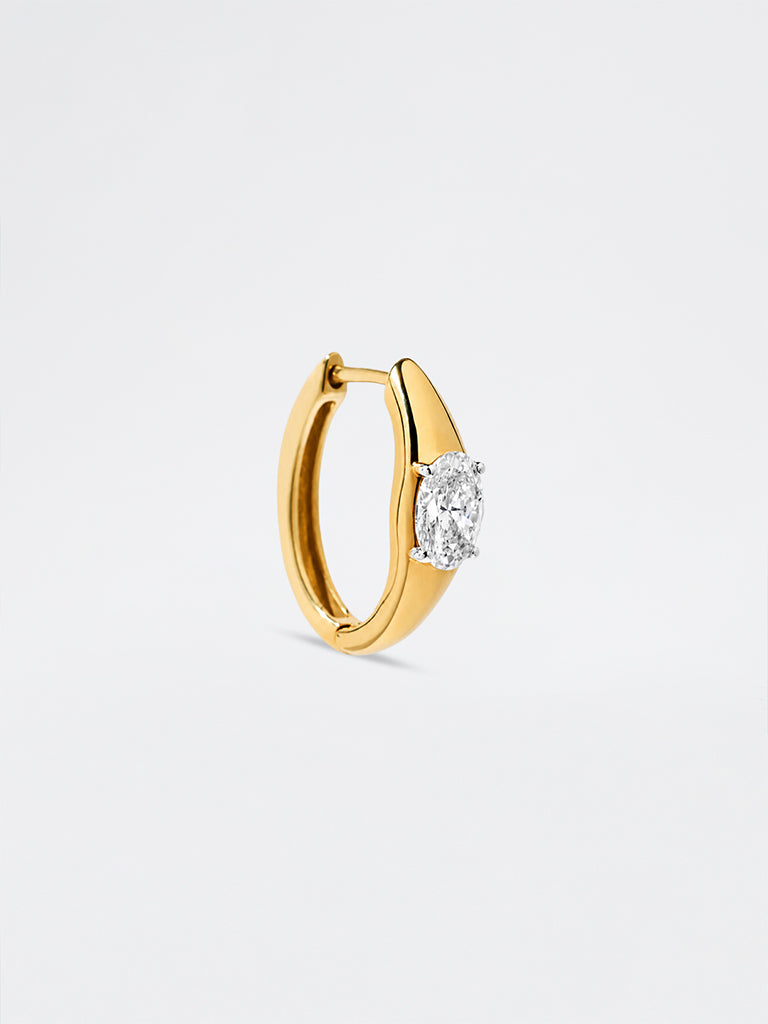 Gold Lab Diamond Solitaire Hoop Earring