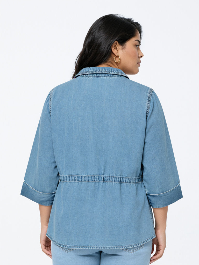 Gia Blue Tie-Up Denim Blouse