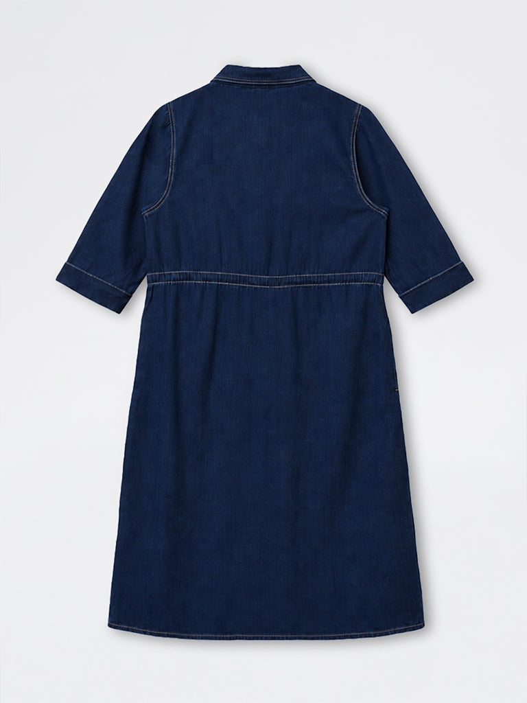 Gia Dark Blue Denim Shirt Dress