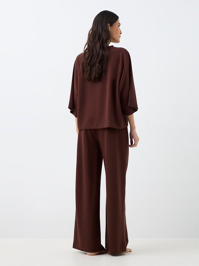 Wunderlove Dark Brown Solid High-Rise Pants