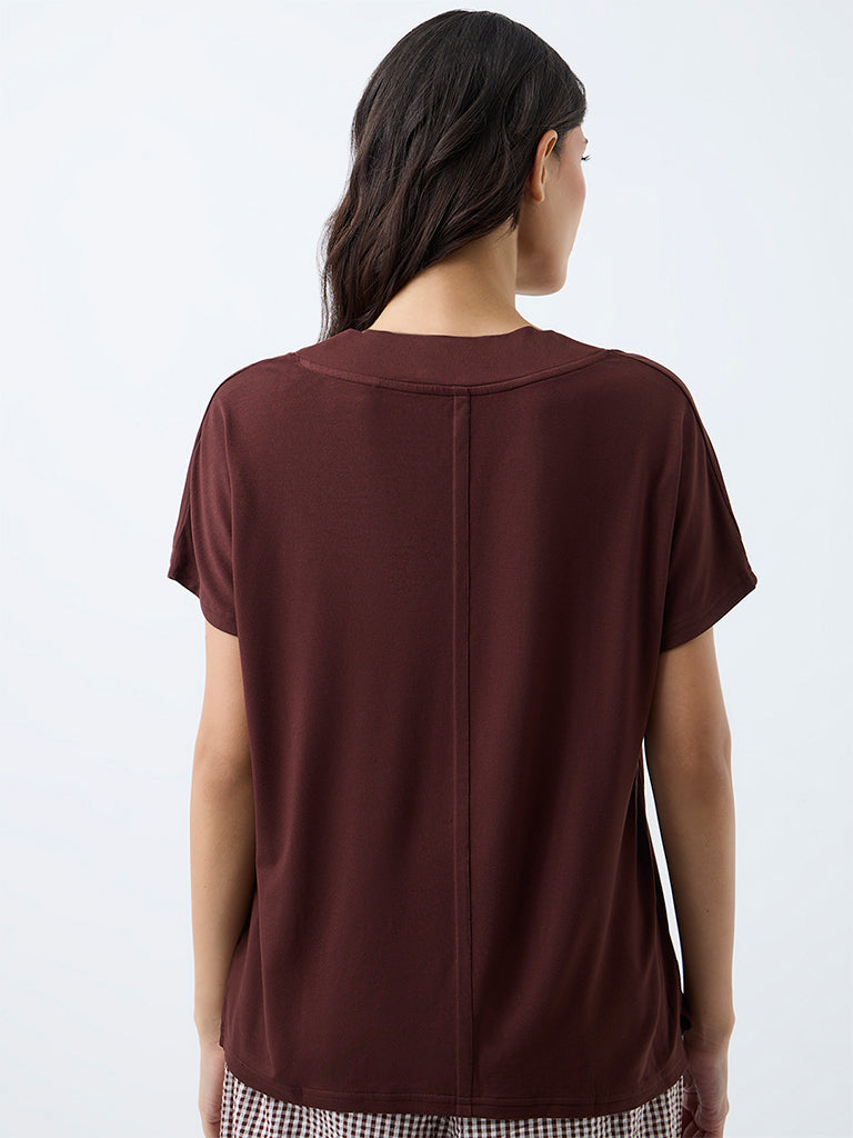 Wunderlove Dark Brown Solid T-Shirt