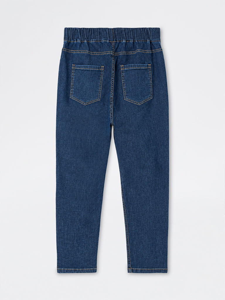 Gia Indigo Solid High-Waist Cotton-Blend Jeggings