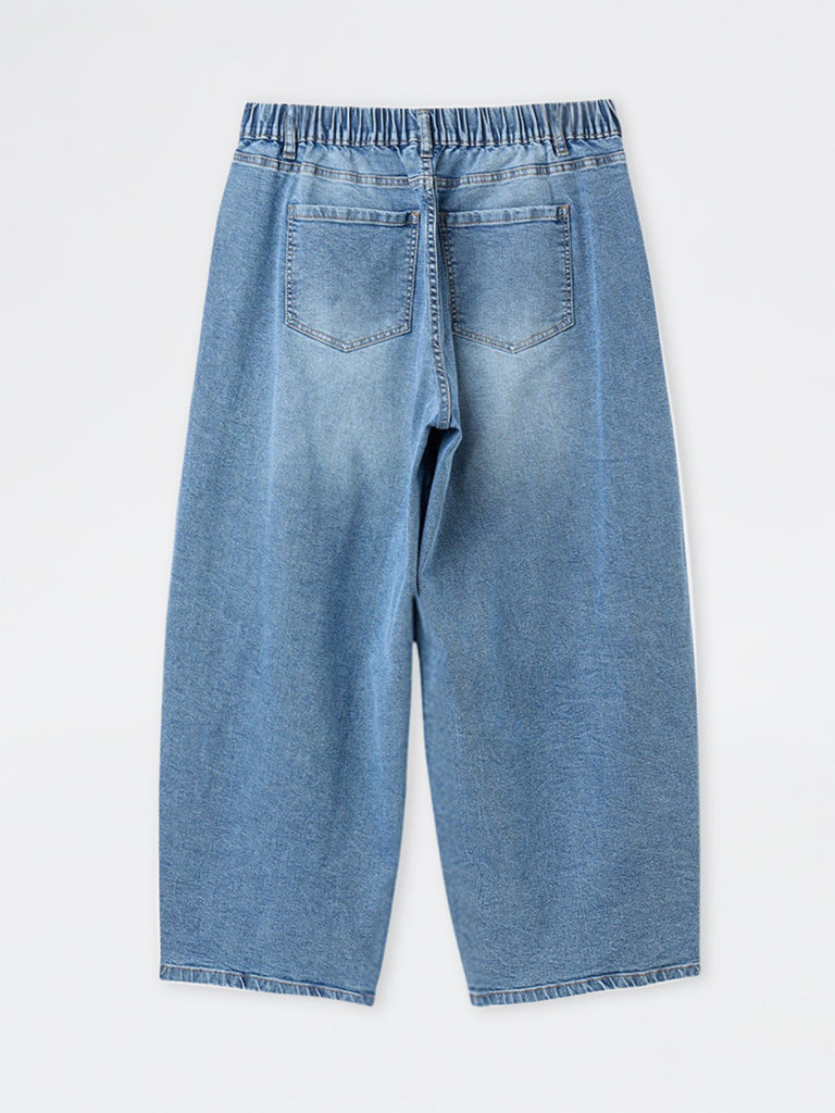 Gia Blue Wash High-Waist Barrel Jeans