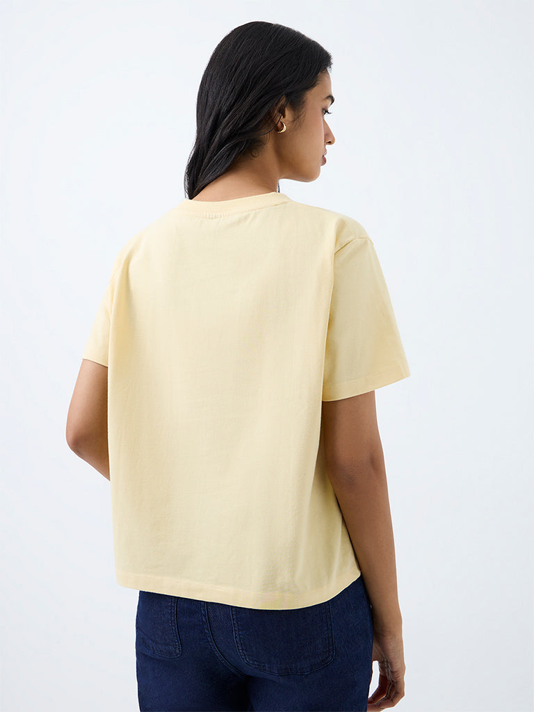 LOV Light Yellow Cotton T-Shirt