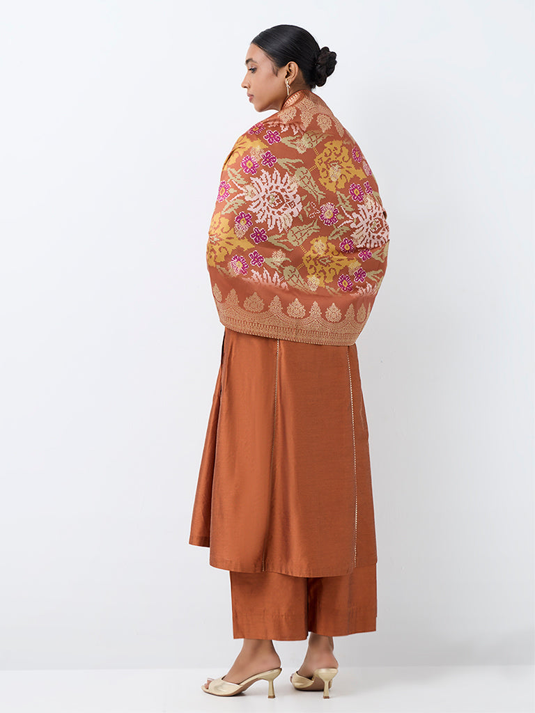 Vark Rust Scallop Embroidered A-Line Ethnic Set