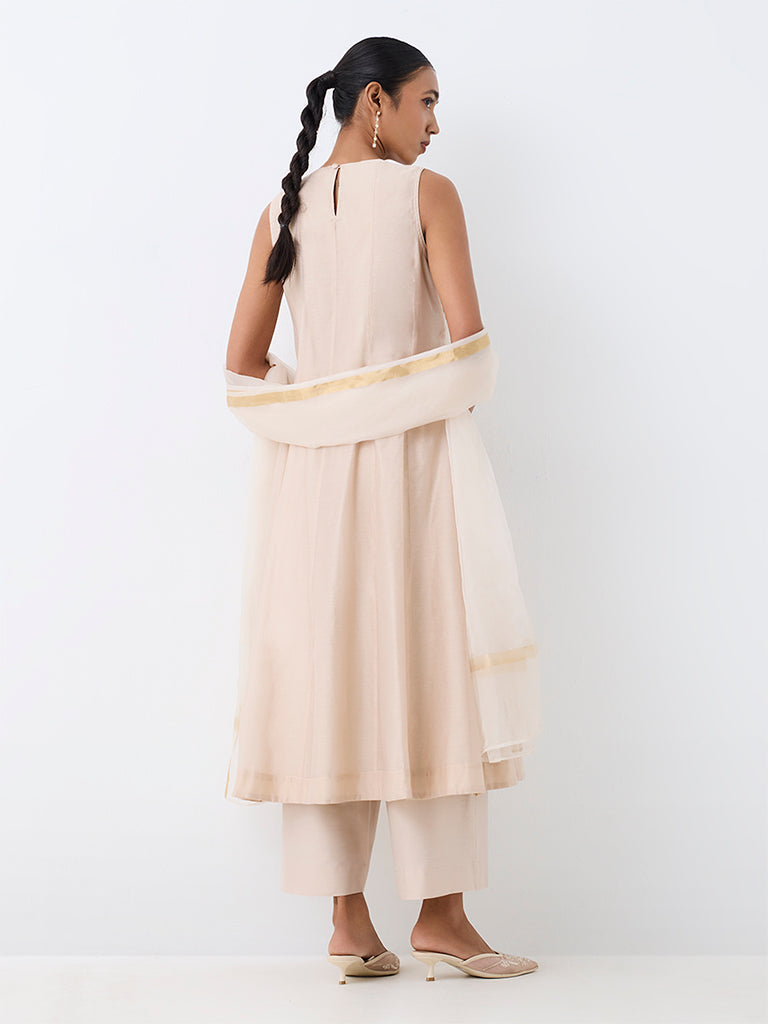 Vark Light Gold Embellished Flared Ethnic Set