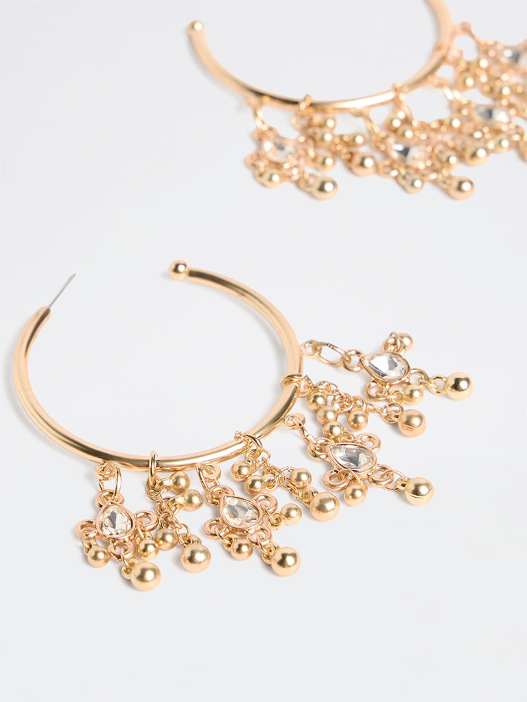 Westside Accessories Gold Dangling Charms Hoop Earrings