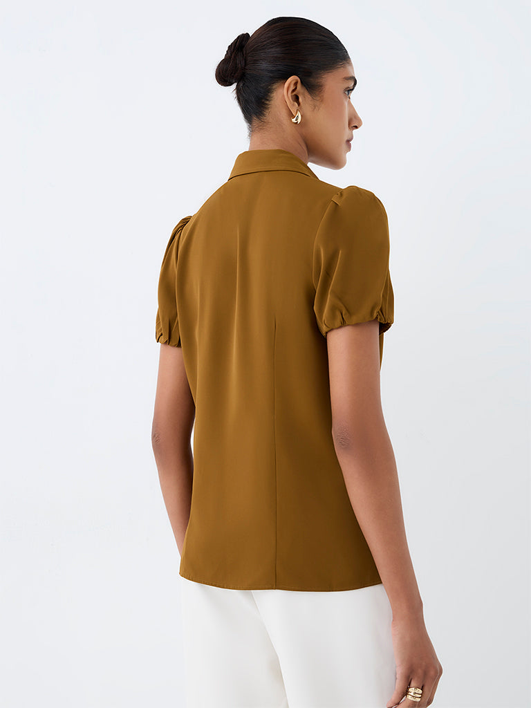 Wardrobe Brown Solid Shirt