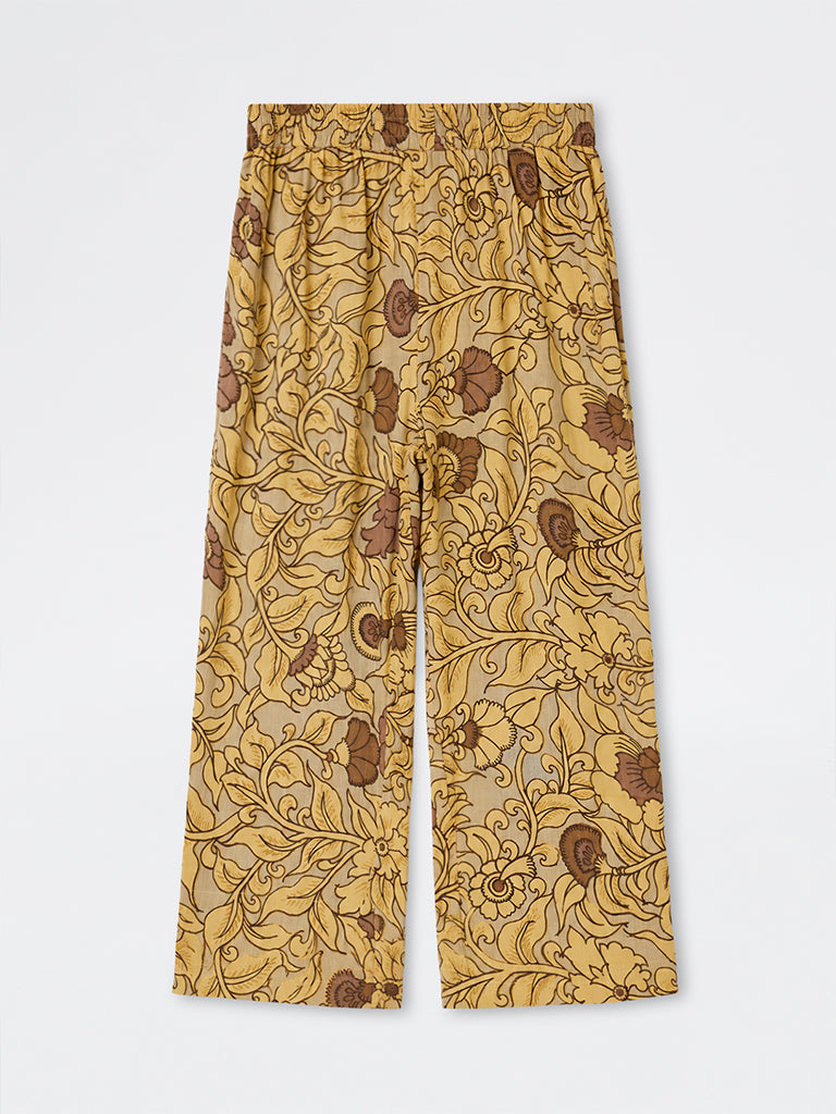 Diza Yellow Floral Pattern Pants