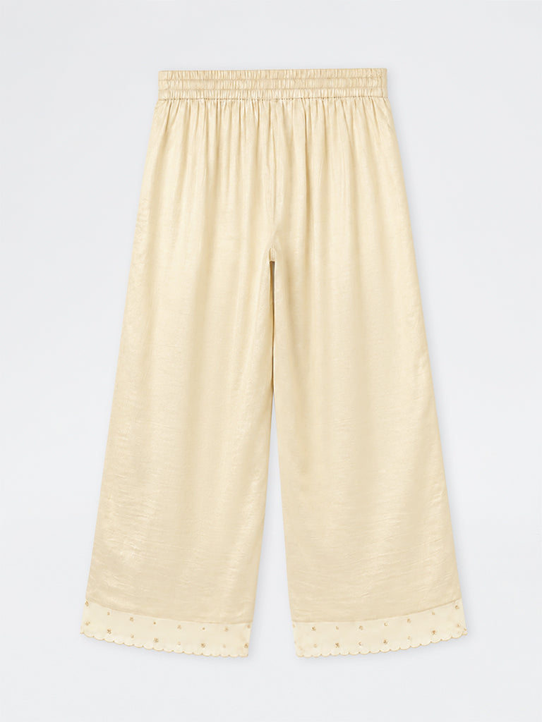 Diza Cream Embellished Pants