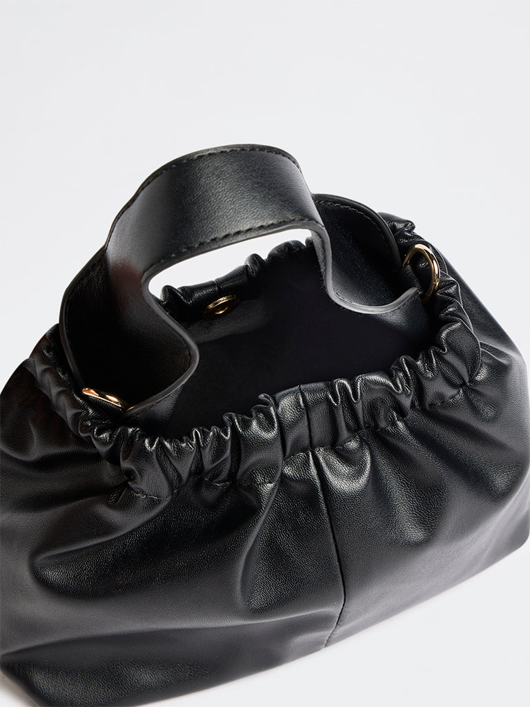 Westside Black Ruched Crossbody Sling Bag