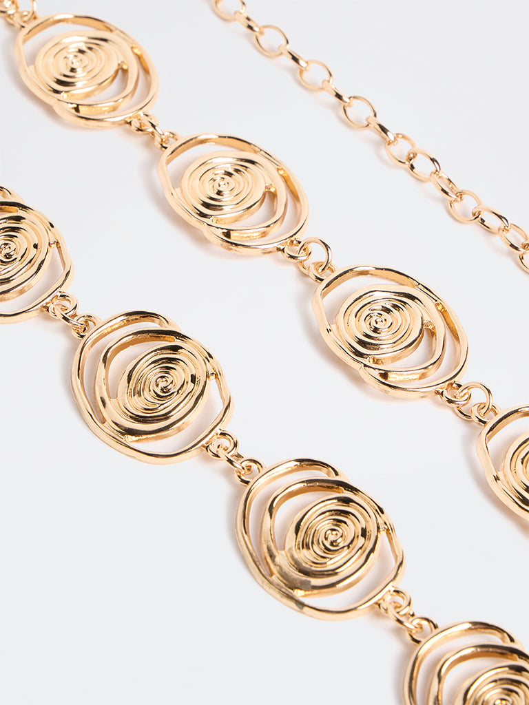 Westside Accessories Gold Metal Spiral Charm Link Belt