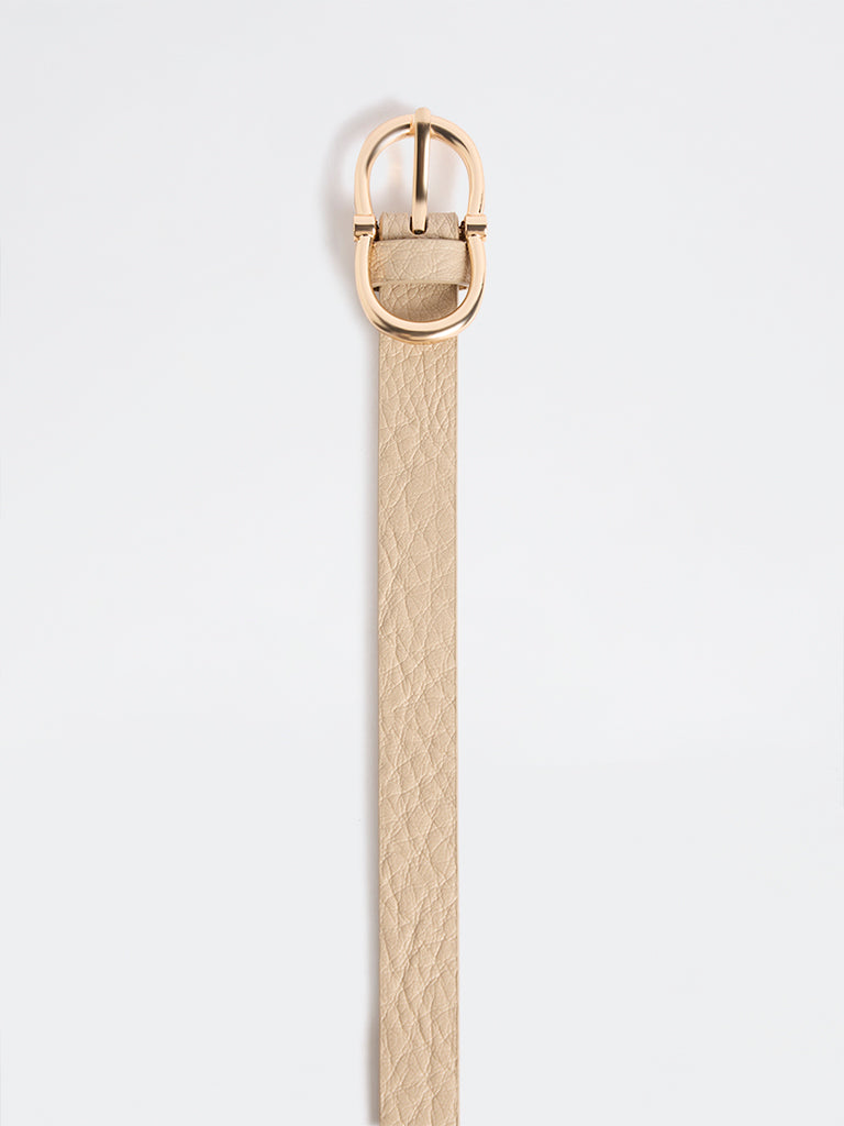 Westside Accessories Light Beige Textured Double D-Buckle Belt
