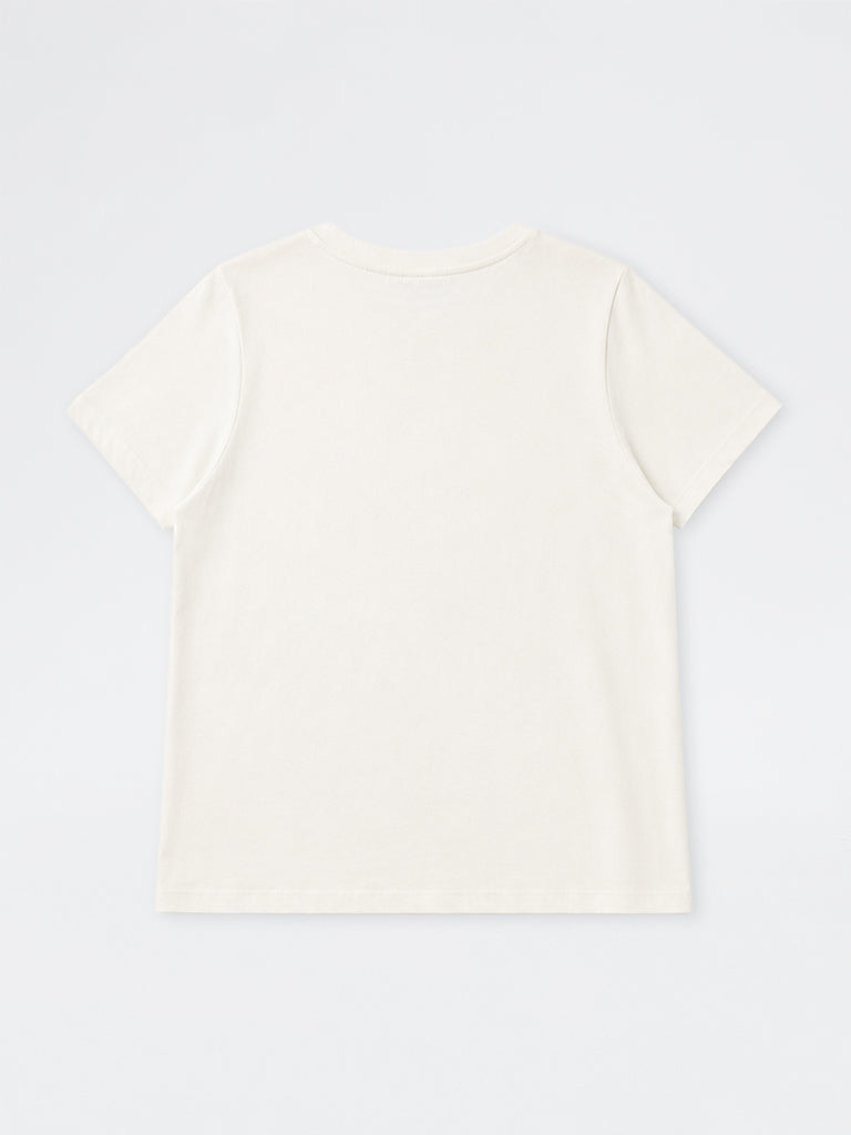 Gia Off-White Floral Printed Cotton T-Shirt
