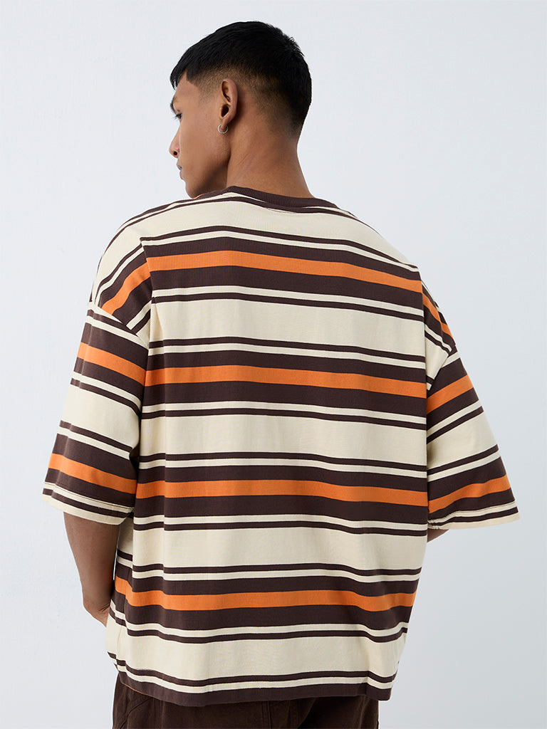 Nuon Multicolour Striped Relaxed-Fit Cotton T-Shirt