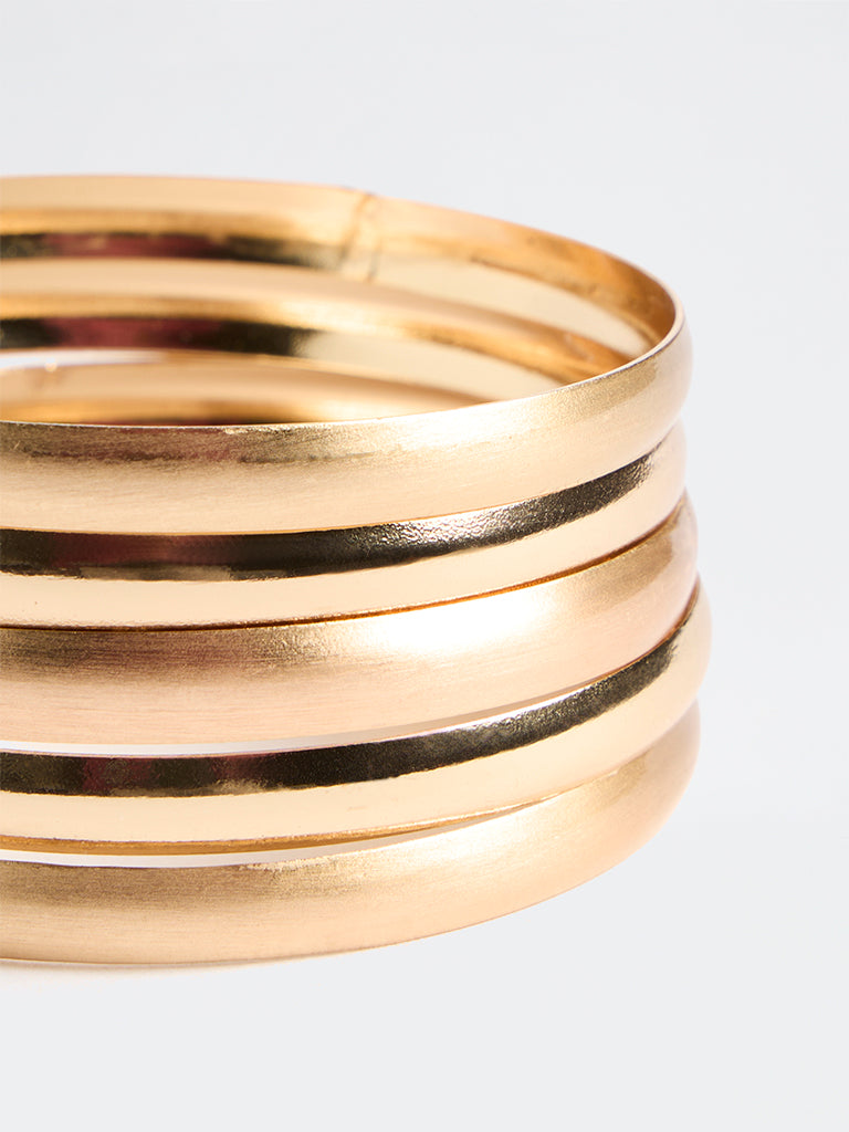 Westside Accessories Gold Puffy Bangles - Pack of 5