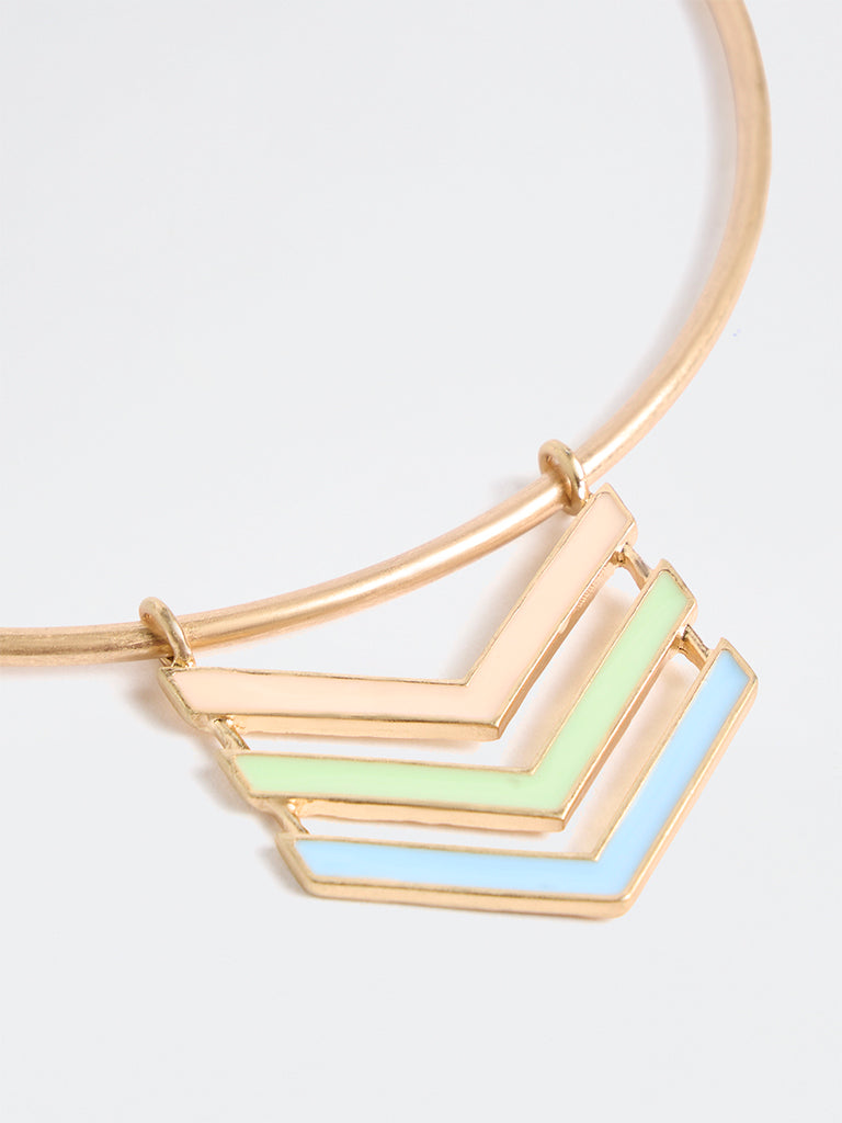 Westside Accessories Gold Chevron Pendant Hasli Necklace