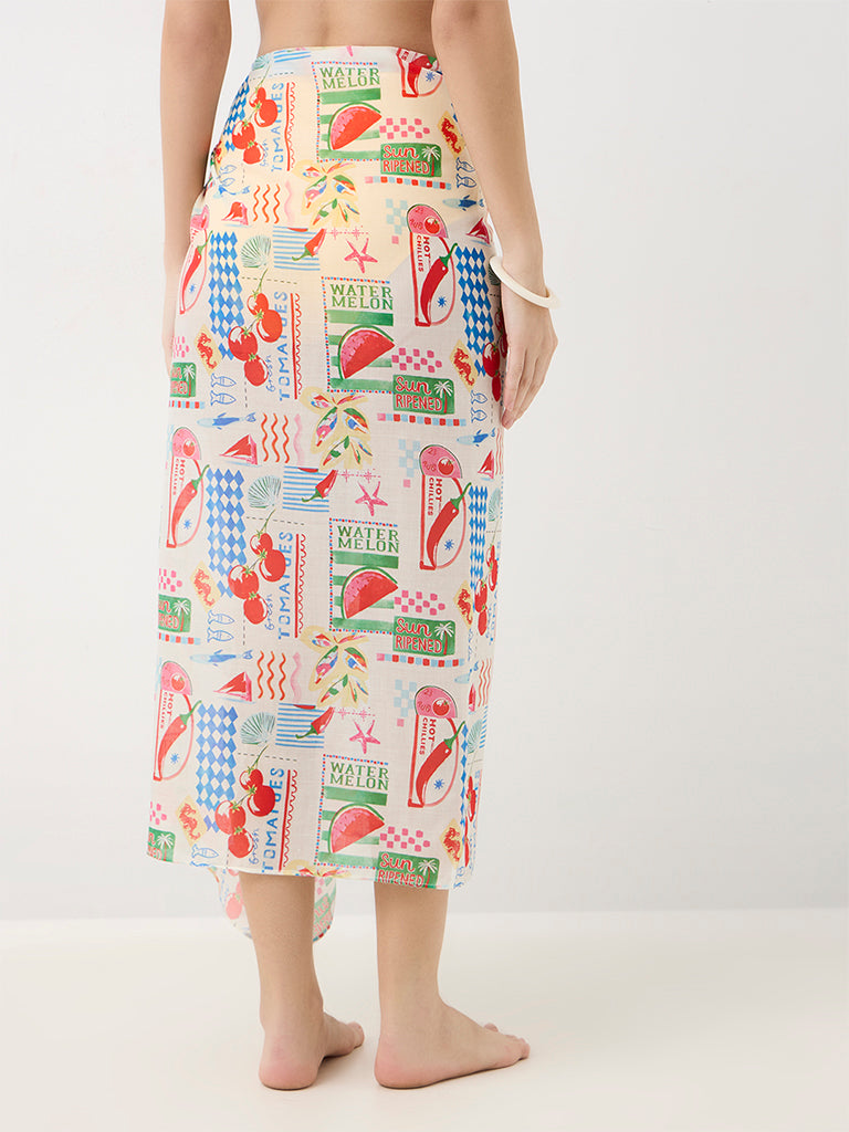 Wunderlove Swimwear Multicolour Printed Sarong