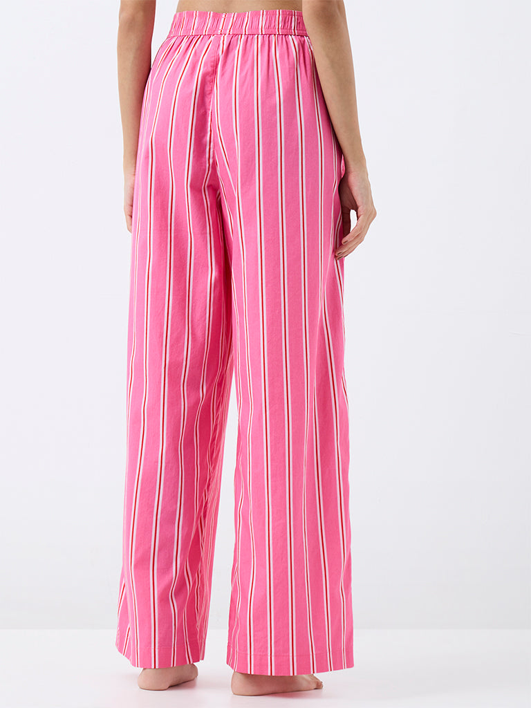 Superstar Pink Striped High-Rise Cotton Pants