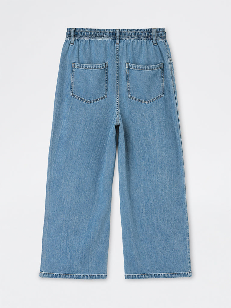 Gia Light Blue Solid High-Waist Jeans